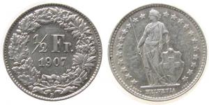 Schweiz - Switzerland - 1907 - 1/2 Franken  ss