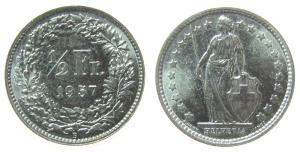Schweiz - Switzerland - 1957 - 1/2 Franken  unc