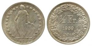 Schweiz - Switzerland - 1959 - 1/2 Franken  stgl