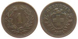 Schweiz - Switzerland - 1891 - 1 Rappen  ss-vz