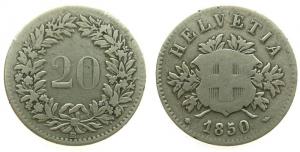 Schweiz - Switzerland - 1850 - 20 Rappen  fast ss