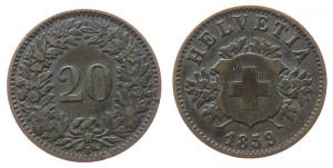 Schweiz - Switzerland - 1859 - 20 Rappen  ss