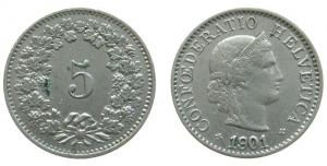 Schweiz - Switzerland - 1901 - 5 Rappen  fast ss