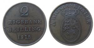 Dänemark - Denmark - 1818 - 2 RBS  fast vz