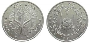Djibouti - 1991 - 5 Francs  unc