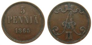 Finnland - Finland - 1865 - 5 Pennia  ss-