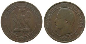 Frankreich - France - 1853 - 10 Centimes  sge