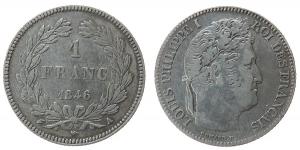 Frankreich - France - 1846 - 1 Franc  fast ss
