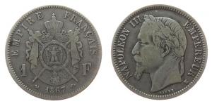Frankreich - France - 1867 - 1 Franc  fast ss