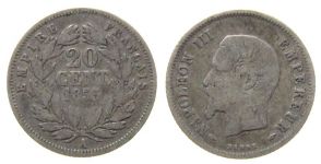 Frankreich - France - 1853 - 20 Centimes  schön