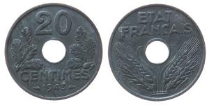 Frankreich - France - 1943 - 20 Centimes  vz