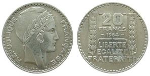 Frankreich - France - 1934 - 20 Francs  vz