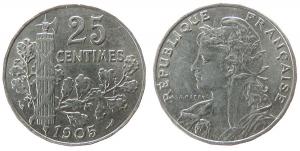 Frankreich - France - 1905 - 25 Centimes  vz