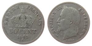 Frankreich - France - 1865 - 50 Centimes  schön