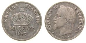 Frankreich - France - 1867 - 50 Centimes  fast ss