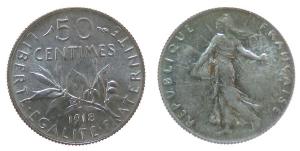 Frankreich - France - 1920 - 50 Centimes  vz-unc