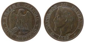 Frankreich - France - 1865 - 5 Centimes  ss+