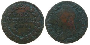 Frankreich - France - 1795-1799 An 5 - 5 Centimes  s/ss