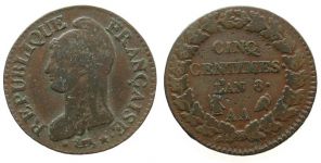Frankreich - France - 1795-1804 An 8 - 5 Centimes  ss-
