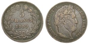 Frankreich - France - 1839 - 5 Francs  fast ss