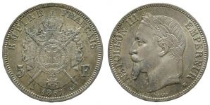 Frankreich - France - 1867 - 5 Francs  vz