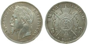 Frankreich - France - 1867 - 5 Francs  ss+