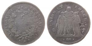 Frankreich - France - 1795-1799 An 5 - 5 Francs  schön