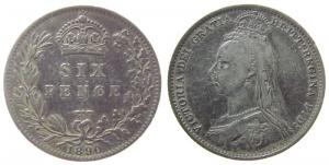 Großbritannien - Great-Britain - 1890 - 6 Pence  fast ss