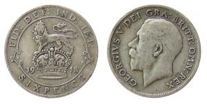 Großbritannien - Great-Britain - 1918 - 6 Pence  ss