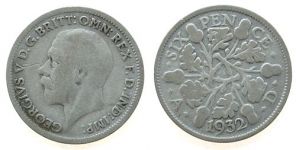 Großbritannien - Great-Britain - 1932 - 6 Pence  schön