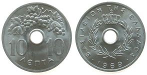 Griechenland - Greece - 1969 - 10 Lepta  unc
