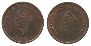 Irland - Ireland - 1805 - 1/2 Penny  fast ss