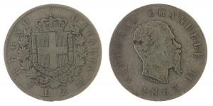 Italien - Italy - 1863 - 2 Lire  schön
