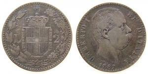 Italien - Italy - 1887 - 2 Lire  fast ss