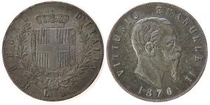 Italien - Italy - 1876 - 5 Lire  ss+