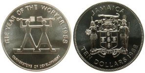 Jamaika - Jamaica - 1988 - 10 Dollar  stgl