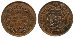 Luxemburg - Luxembourg - 1901 - 2 1/2 Centimes  vz