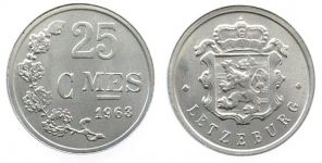 Luxemburg - Luxembourg - 1963 - 25 Centimes  unc