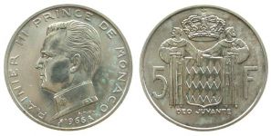 Monaco - 1966 - 5 Francs  vz-unc
