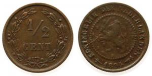 Niederlande - Netherlands - 1894 - 1/2 Cent  fast ss