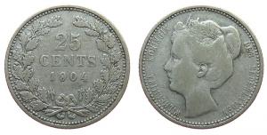 Niederlande - Netherlands - 1904 - 25 Cent  gutes schön