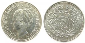 Niederlande - Netherlands - 1941 - 25 Cent  unc