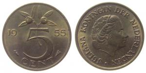 Niederlande - Netherlands - 1955 - 25 Cent  unc