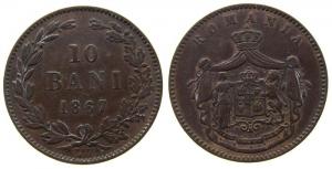 Rumänien - Romania - 1867 - 10 Bani  ss
