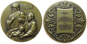 Heilige Maria und Josef mit dem Jesuskind - o.J. - Medaille  gußfrisch