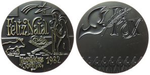 Heilige Maria und Josef mit dem Jesuskind und dem Stern von Bethlehem - 1982 - Medaille  vz