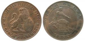 Spanien - Spain - 1870 - 5 Centimos  vz
