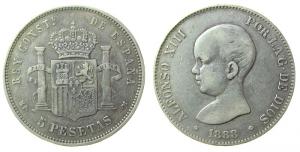 Spanien - Spain - 1888 - 5 Pesetas  ss-