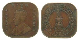 Straits - Settlements - 1932 - 1/2 Cent  s-ss
