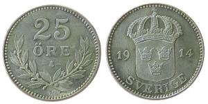 Schweden - Sweden - 1914 - 25 Öre  vz